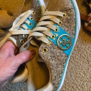 G by Guess Gold and Turquoise Sneakers
